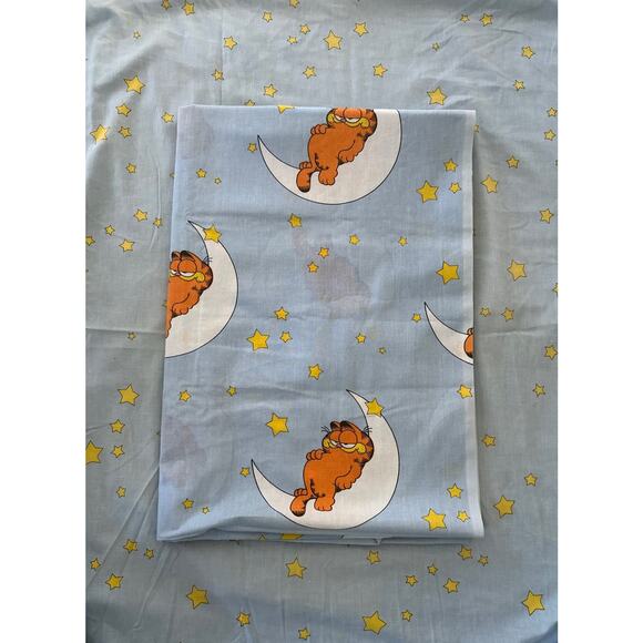 1980s Garfield Twin Sheet Set Moon & Stars JC Penney Vintage - Picture 3 of 9